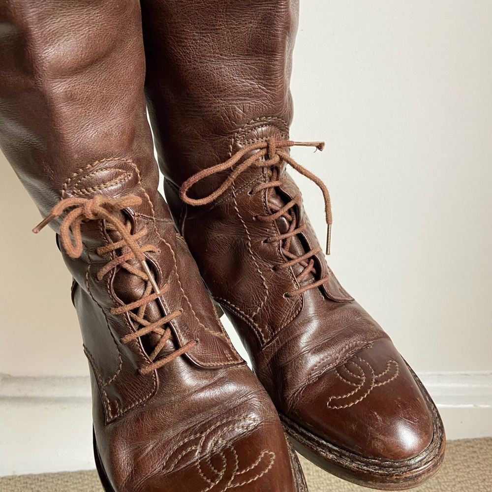 Chanel Leather Knee High Riding Boots - Picture 13 of 16